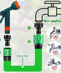 Diagram showing installation of Sixteen Piece Garden Hose Quick Connectors Kit With Three Quarter Inch Plastic Water Hose Fittings.