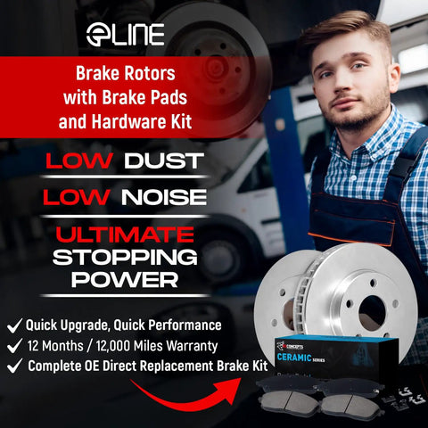 Nissan Qashqai and Rogue Front and Rear Brake Kit With Ceramic Pads and Blank Rotors Hardware Fits 2017 2019 Qashqai and 2014 2022 Rogue