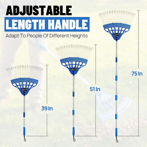 Acorn Gatherer Pro Fast Lawn Cleanup Tool with adjustable long handle in three sizes for yard work and garden.