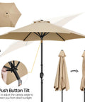 9Ft Outdoor Patio Umbrella With Heavy Duty Base Included Push Button Tilt And Crank UV Protected Waterproof Canopy Ideal For Backyard Hangouts And Patio Dining Weddings And Outdoor Parties In Tan