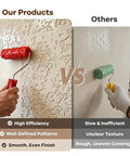 Comparison image of Heavy Duty Texture Paint Roller With Ultra Soft Rubber Face For Killer Wall Art and Badass Accent Panels in use.