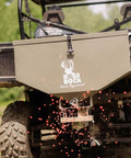 ATV Broadcast Spreader With Wireless Control And Adjustable Flow 80 Lb Capacity 2Inch Receiver Hitch Spreads Feed Seed Salt Fertilizer