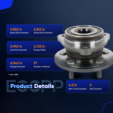 Beefed-Up Wheel Bearing and Hub Assembly for Jeep Cherokee Grand Cherokee Wrangler Comanche Wagoneer 1990 2001 4WD 5 Lug ABS