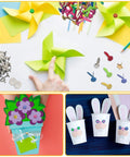 200 Piece Colorful Mini Paper Brads With Silver Washers And Hole Punch Pliers Set For Crafting Scrapbooking DIY Projects