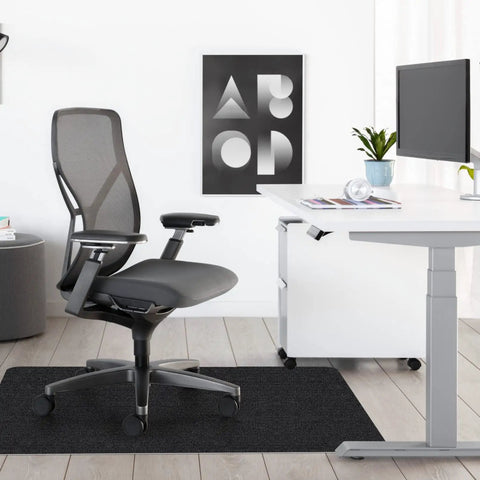 Non Slip Office Chair Mat For Hardwood And Tile Floors, Large 48x36 Inch Floor Protector Rug, Easy To Clean, Black under desk