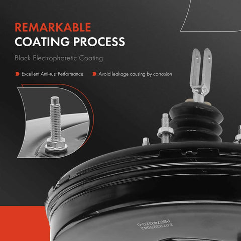 Heavy Duty Vacuum Brake Booster Fits Ford Edge 2007 To 2010 And Lincoln Mkd 2007 To 2010 And Mazda CX9 close-up view showing black coating details.