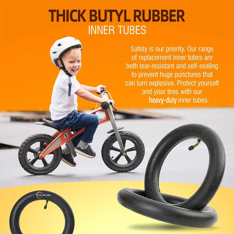 Two Pack 10x2 Replacement Inner Tubes for 10 Inch Wheels 1.95 to 2.125 and kid on bike, with two levers, butyl rubber