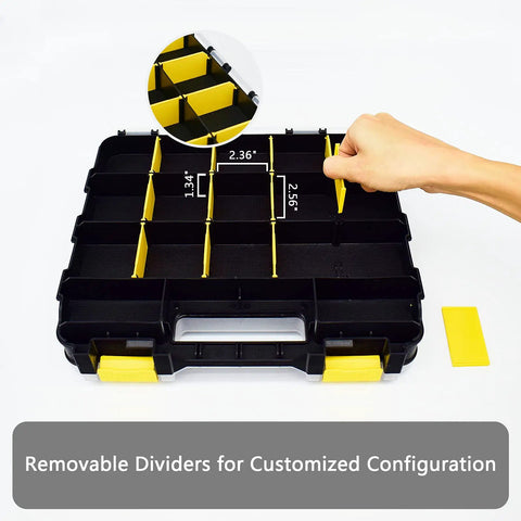 Double Sided 34 Compartment Tool Organizer Box With Removable Dividers For Screws Nuts Bolts Nails And Small Parts Storage