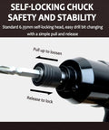 Close-up of self-locking chuck on Heavy-Duty Pneumatic Pulse Torque Wrench, Pistol Grip Air Impact Driver for easy bit changes.