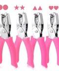 Grab And Go Four Piece One Quarter Inch Hole Punch Set With Circle Heart Star Triangle Shapes And Soft Grip Handles displayed