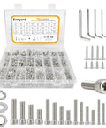 DIY Ready 890 Piece Metric Screw Set With M3 M4 M5 M6 Bolts, Nuts, Lock And Flat Washers, Socket Head Cap Screws, 304 Stainless Steel Hex Hardware Kit In Durable Case For Home And Workshop Projects