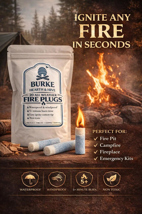 Emergency Cotton Fire Plugs For Camping And Survival Wax Coated Fire Starters That Catch Quick Without Tinder Or Liquids 20 Count