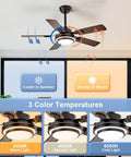 Top Shelf 42 Inch Ceiling Fan With Led Light and Smooth Quiet Motor Reversible Walnut Blades in a living space with adjustable color temperature.