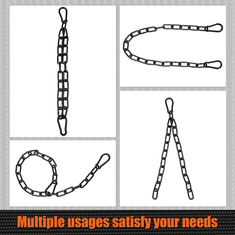 Tough As Nails Stainless Steel Gate Chain Locks 6 Pack Adjustable Link Chains in black for livestock fence and pet cage use.
