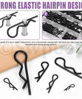 Must-Have 145-Piece Cotter Pin Kit Do-It-All Set With 6 Sizes M1.2x21 M1.5x33 M2x40 M2.5x45 M3x60 M4x85 Zinc Plated Carbon Steel R Clips Hair Pins And Retaining Pins For Dolly Pins Trailer Pins Lawn Mowers Trucks And More; hairpin and R clip detail in trays