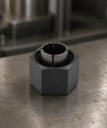 Badass Socket Wrench Assembly Collet Set With Matched Hex Nut Pairs Slotted Steel Threaded Hardware close-up view on a workbench.