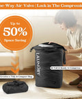 Woman packing Travel Laundry Organizer Bag, Waterproof And Odor Resistant, space-saving wet clothes storage next to bed.