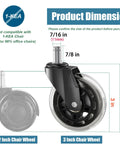 3 Inch Rubber Chair Casters Replacement Set Of 5 With Universal 11mm Stem For Most Office Chairs Gaming Chairs