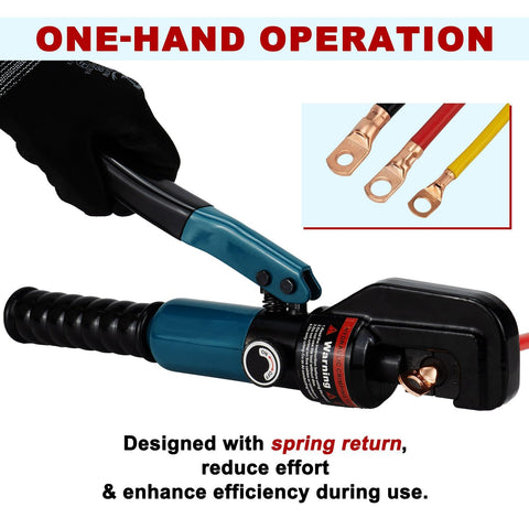 Heavy Duty Hydraulic Crimping Tool And Cable Cutter Kit for 12 AWG Up To Two Zero Gauge Wires And One Eighth Inch Stainless Steel Wire Rope