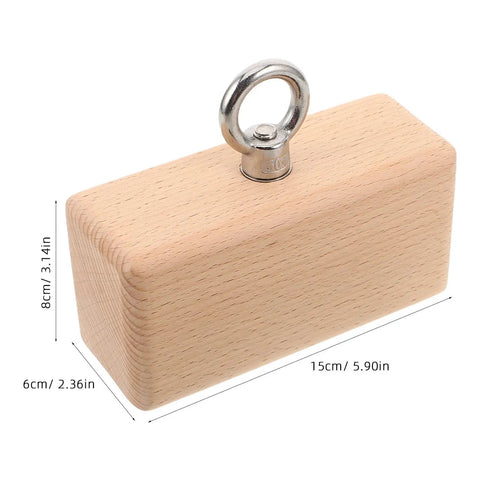 Wood Grip Trainer For Climbing And Lifting, Ergonomic Hand Strengthener, Beech Wood Block with Metal Ring, Khaki Finish