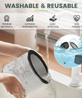 Person rinsing Must Have Replacement Filter Kit For 5 Gallon And Larger Wet Dry Vacuums under faucet, displaying washability.