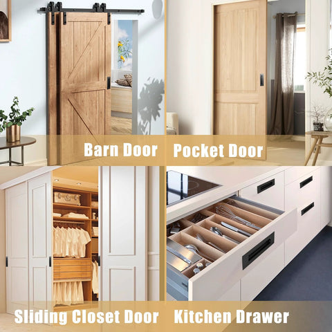 4 Pack 5.9 Inch Recessed Closet Door Pulls 304 Stainless Steel With Matte Black Finish on barn, pocket, sliding doors, and drawers