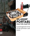 Dual Fuel Portable Gas Stove With Carrying Case - Propane Or Butane Camp Stove, Patented Design, in use at outdoor campsite