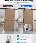 Comparison of door movement with and without Heavy Duty Vertical Track Roller Wheel With Bracket Handles for better support.