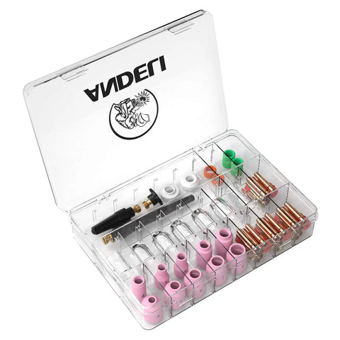 68 Piece TIG Welding Torch Stubby Gas Lens Accessories Kit for WP 17 18 26 with glass cups and nozzles in box
