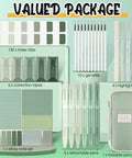Back To School Stationery Kit With 38 Piece Aesthetic School Supplies Set Pen Case Gel Pens Highlighters Sticky Notes Correction Tapes And Index Tabs In Green For Study College And Daily Note Taking, includes gel pens, index tabs, sticky notes, correction tapes, and pencil case.