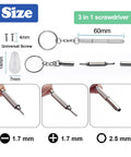 3 in 1 screwdriver tool for Buttery Soft Air Chamber Silicone Nose Pads For Glasses Sunglasses Replacement Kit, 60mm long.