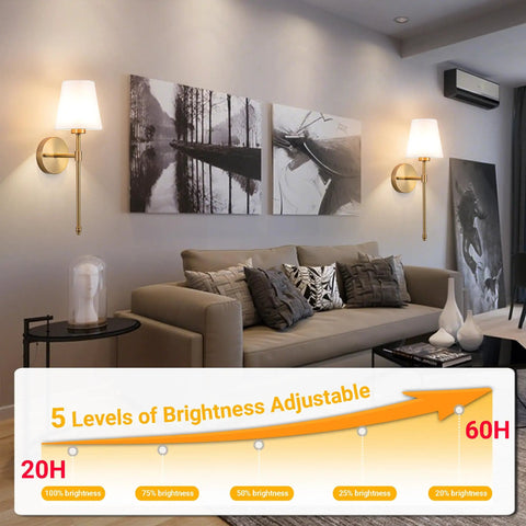 Peel And Stick Wall Sconces Set Of 2 With Rechargeable Battery Wire Free No Drill Adhesive Wall Lamp Gold White in living room setup.