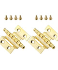 Gold Crown Decorative Hinges 40mm 8 Hole Set Of 2 for vintage wooden boxes, showing gold finish and included screws