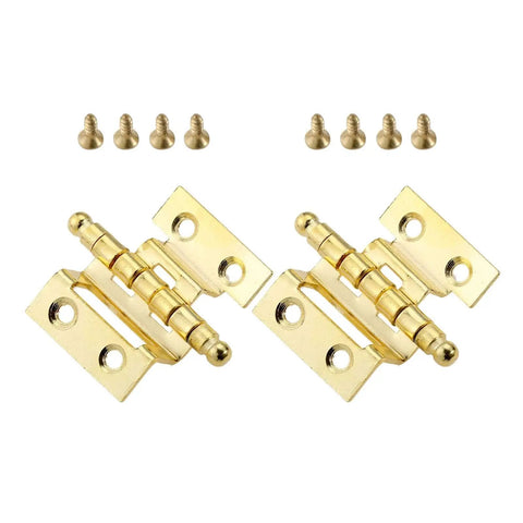 Gold Crown Decorative Hinges 40mm 8 Hole Set Of 2 for vintage wooden boxes, showing gold finish and included screws