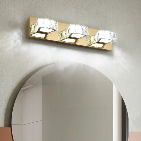 Dimmable Three Light Vanity Lights For Bathroom Over Mirror 22 Inch Modern LED Wall Sconces 15W 6000K with gold finish