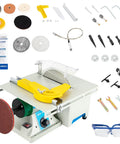 Pro Grade 750W 110V Jewelry Rock Saw Polishing Buffer Machine Five In One Mini Table Saw with accessories displayed