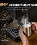 8MM Adjustable Steam Wand for Snag This Pro Level 20 Bar Espresso Machine, brewing milk foam for lattes and cappuccinos.