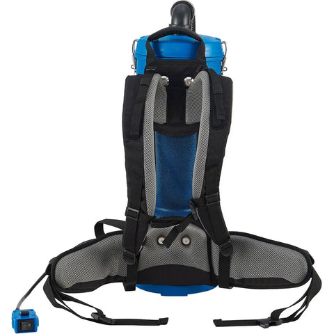 Back view of Ergonomic HEPA Backpack Vacuum With 8 Piece Tool Kit 2.5 Gallon Capacity, showing straps and detachable cord