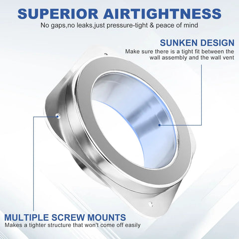 Magnetic dryer vent coupling, stainless steel, 4-inch duct, Amazon brand, angled front view