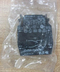 Che22B11 Black Contact Block Fits Cutler Hammer Breakers in packaging, detailed graphics, suitable for high amp industrial use.