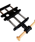 Nine Inch Quick Release Workbench Front Vise With Heavy Duty Cast Iron Body, showcasing heavy-duty construction and wooden handle.