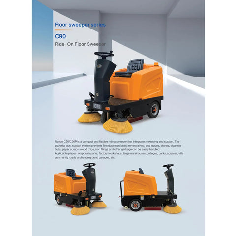 Heavy Duty Ride On Floor Sweeper For Warehouse Cleaning With 107K Sq Ft Per Hour Efficiency. Super Effective Industrial Cleaning Machine For Factories Streets And Large Area Maintenance Tasks Today