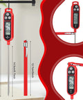 Six Pack Meat Thermometers With Probes Instant Read Digital Kitchen Thermometers in red with measurements displayed