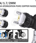 Pro Grade HVLP Spray Gun Kit With 1.4mm, 1.7mm And 2mm Nozzles showcasing high atomization pure copper nozzles