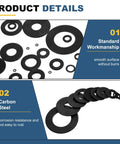Heavy Duty Carbon Steel Flat Washers, 20 Piece Pack, M10 showing smooth black oxide finish, ideal for bolts and machinery repairs.