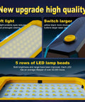 Close-up of LED gooseneck work light showing soft light, larger switch, and 5 rows of LED beads for improved brightness.