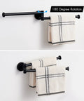 Swivel Towel Bar 9 Inch Two Arm Wall Mount Towel Rack, No Fuss Space Saving Stainless Steel Holder With Brushed Finish, Heavy Duty Up To 11 Lbs, Secure Anchors For Kitchen Or Bath, Narrow Corner Mount displaying 180-degree rotation feature