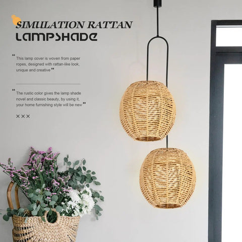 Three Pack Rattan Lamp Shades Vintage Boho Hanging Light Covers For Pendant Lamps And Ceiling Fans Handwoven Light Shades Set For Cozy Rustic Vibe That Creates Warm Ambience For Any Space