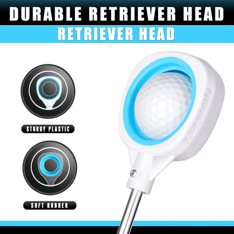 Performance Golf Ball Retriever With Thick Stainless Steel Shaft And Rubber Grip, Single Sided Head For Fast Pickups