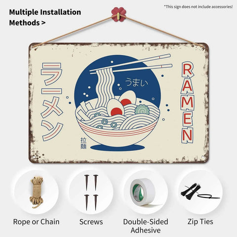 Retro Metal Ramen Sign Dope Vintage Japanese Tin Wall Art 8x12 Inches For Home Kitchen Garage Office Decor Pre Drilled Holes
